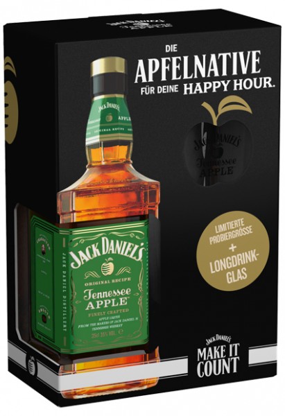 Jack Daniel&#039;s Tennessee Apple inkl. Longdrink-Glas Alk.35vol.% 0,35l